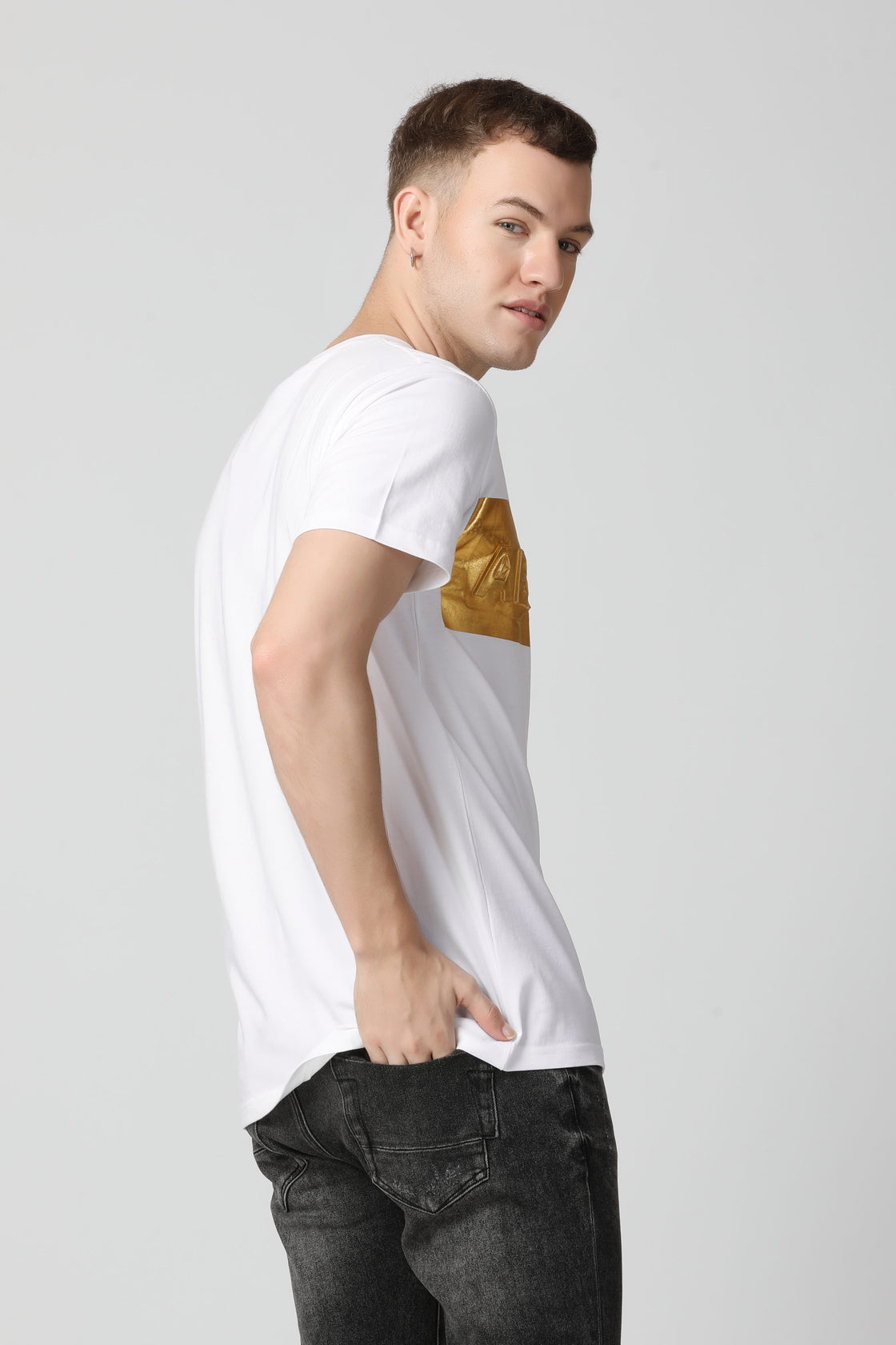 Luxurious 5D Emboss Gold Foil print T-Shirt