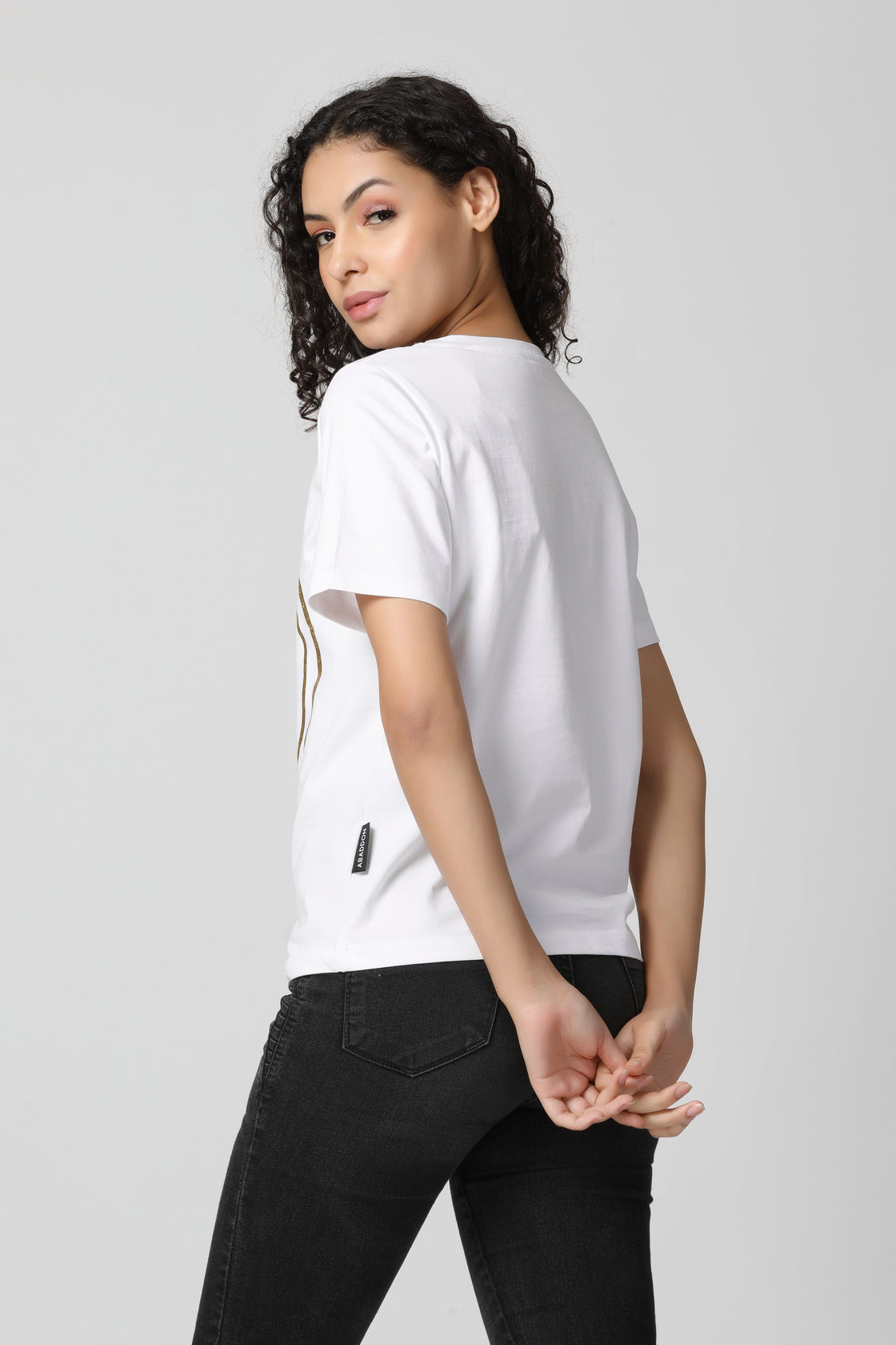 Golden Foil Coin Logo Print T-Shirt