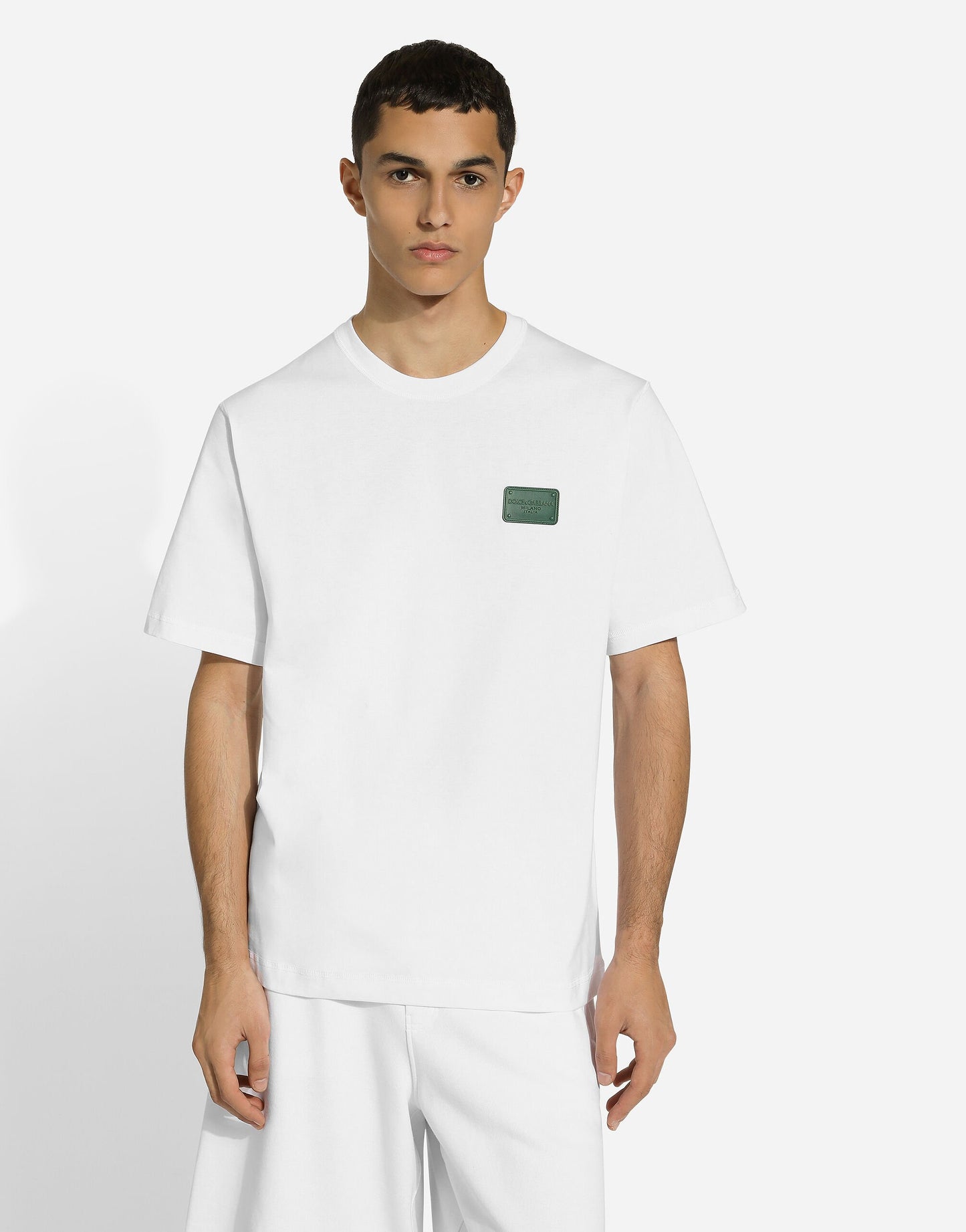 D&G White Tshirt (Green Leather Badge)