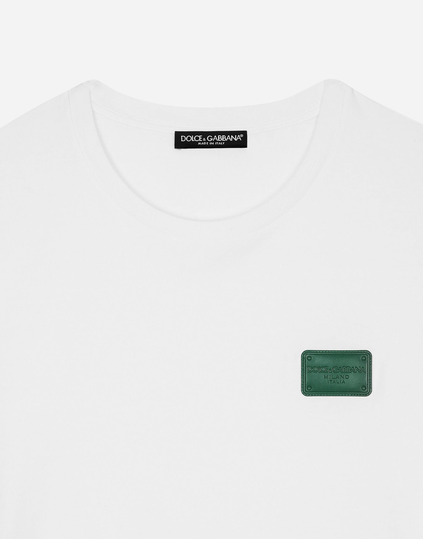 D&G White Tshirt (Green Leather Badge)