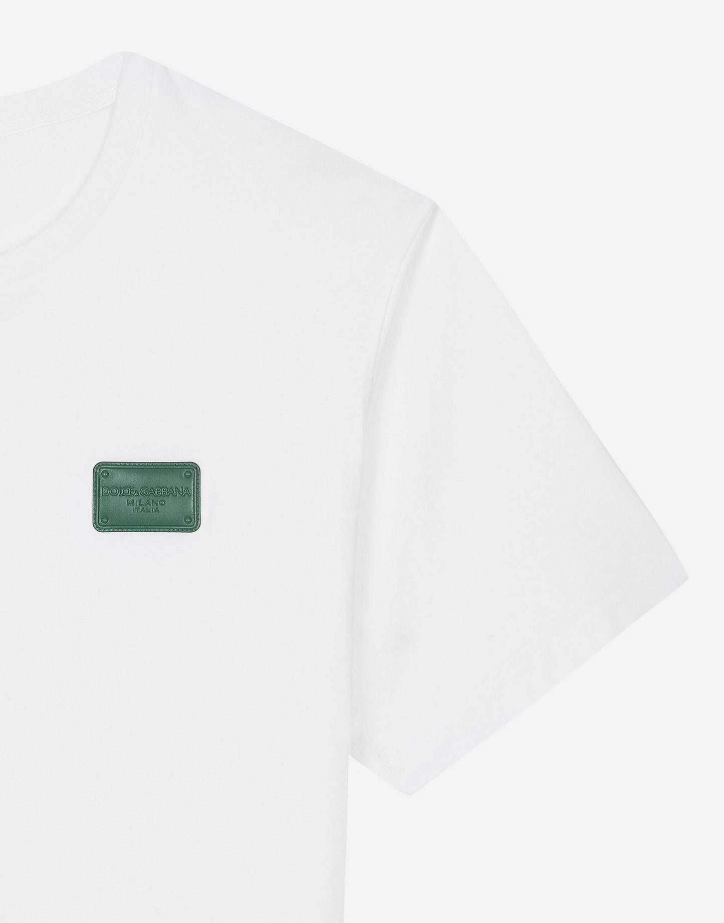 D&G White Tshirt (Green Leather Badge)