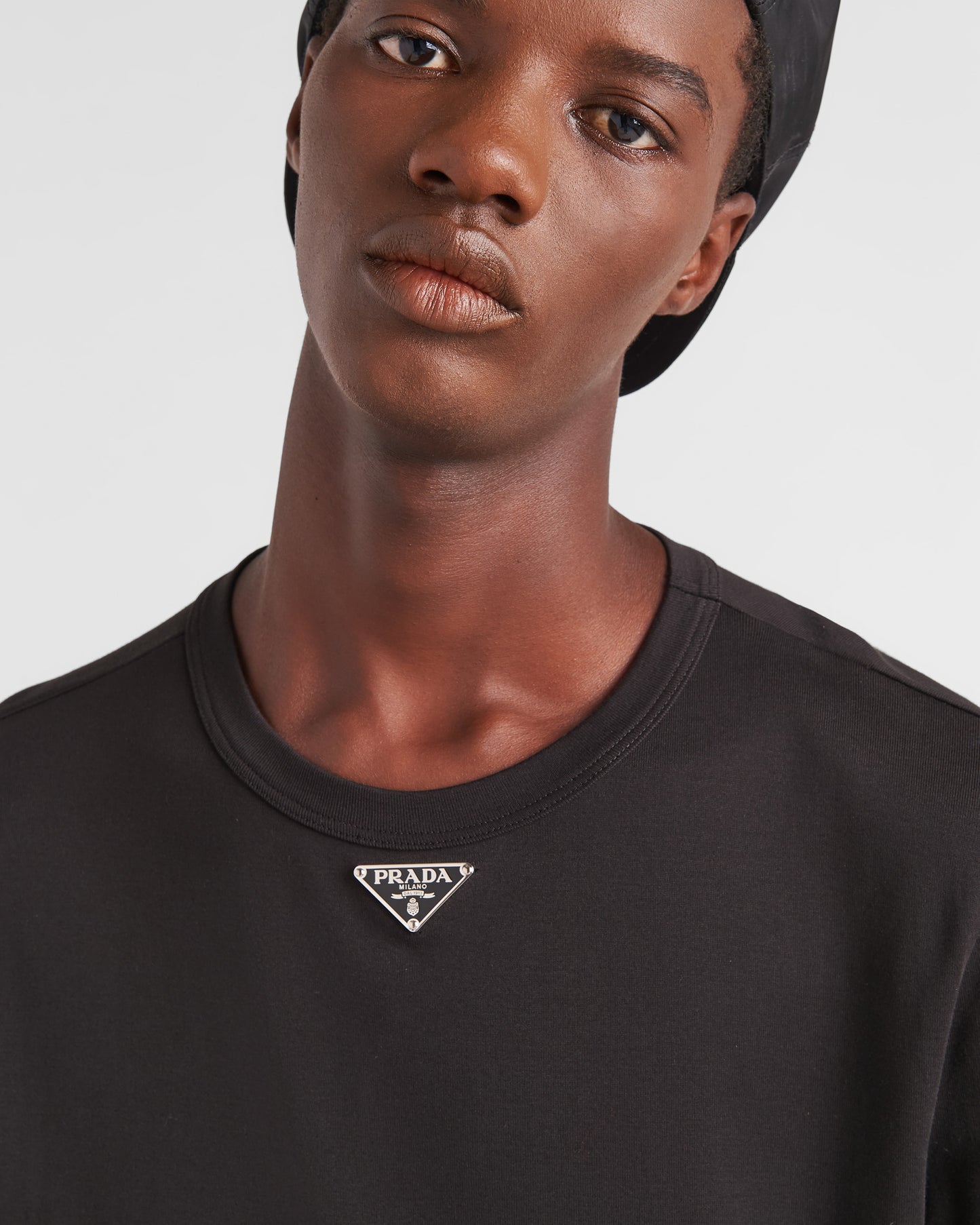 Prada Black Tshirt Metal badge
