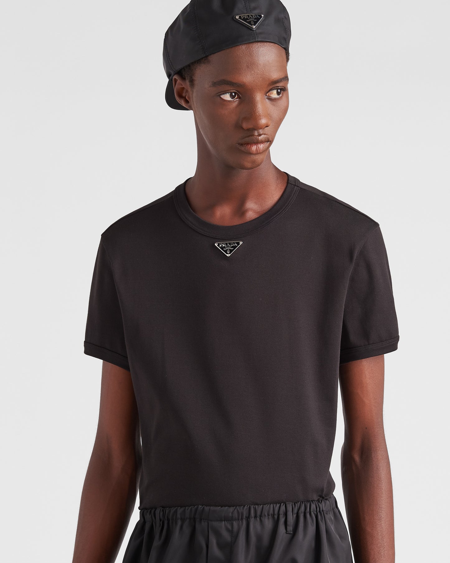 Prada Black Tshirt Metal badge