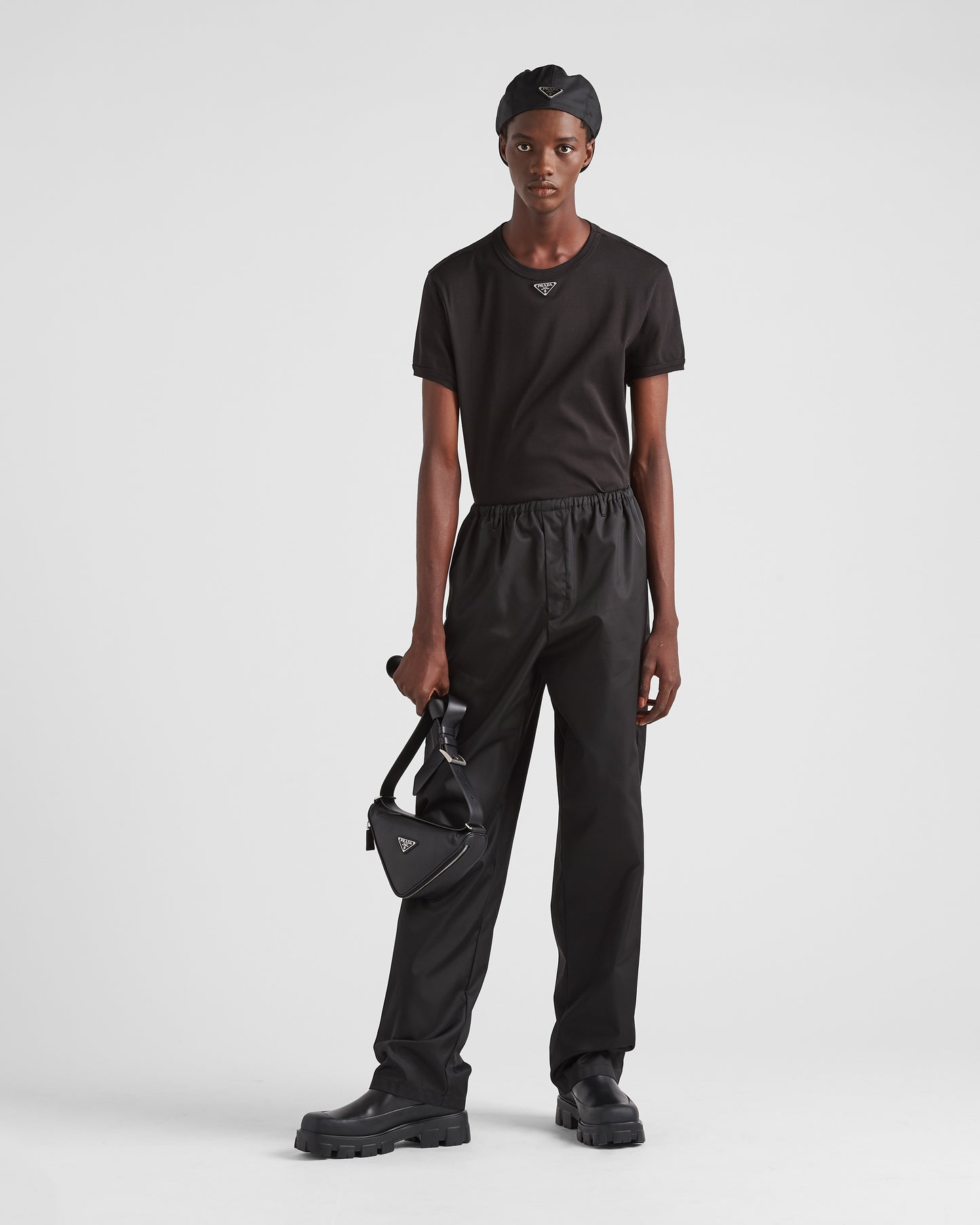 Prada Black Tshirt Metal badge