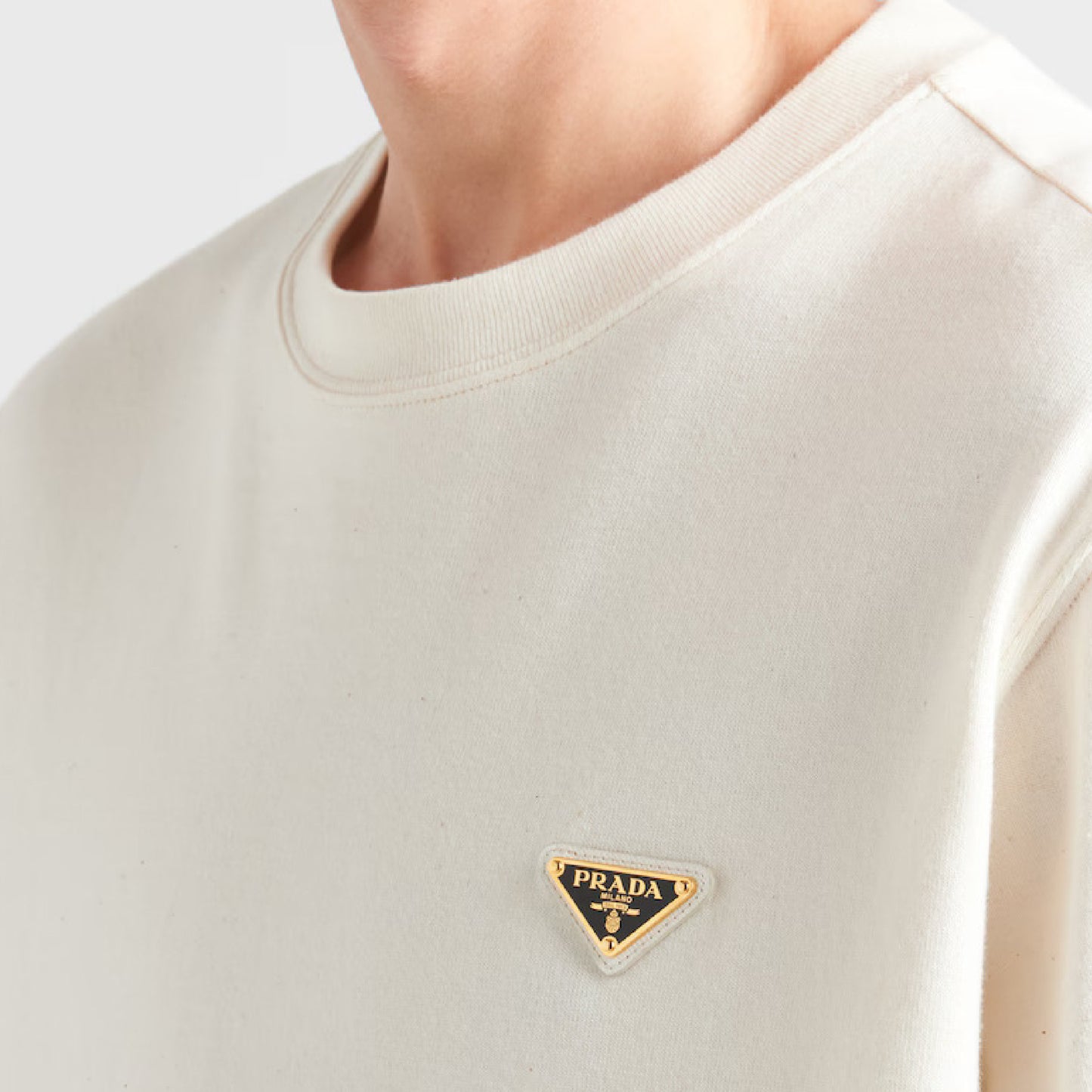 Prada White Tshirt Metal badge