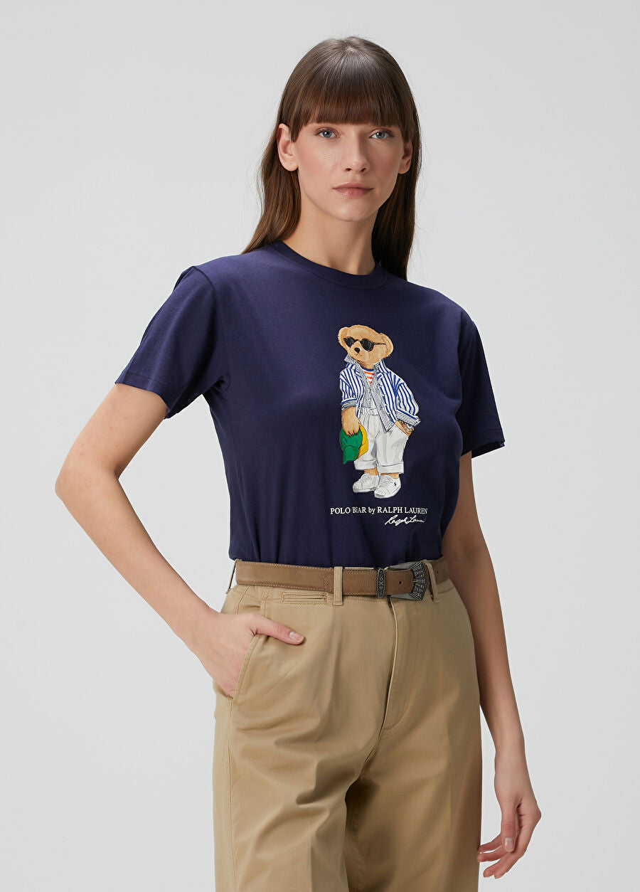 Women Teddy Bear Tshirt Navy
