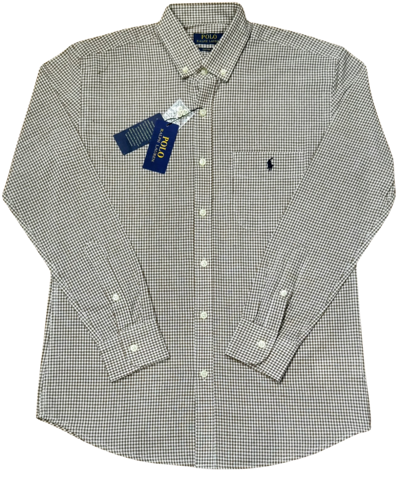 RL Shirt Brown Small Checks (With Pocket)
