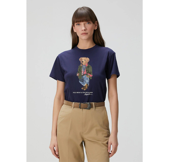 Women TEDDY BEAR T-SHIRT NAVY (Green Jacket)