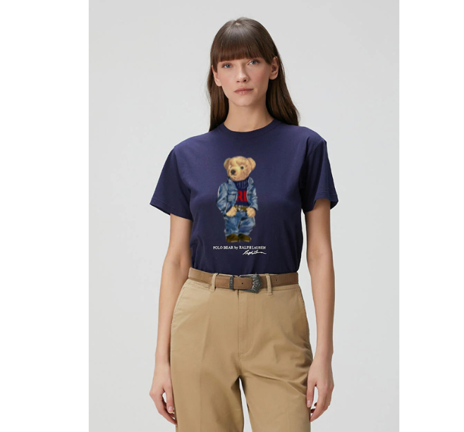 Women TEDDY BEAR T-SHIRT NAVY blue jacket