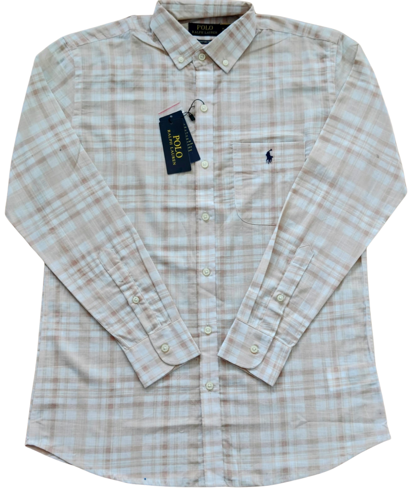 RL Shirt Cream Checks (With Pocket)