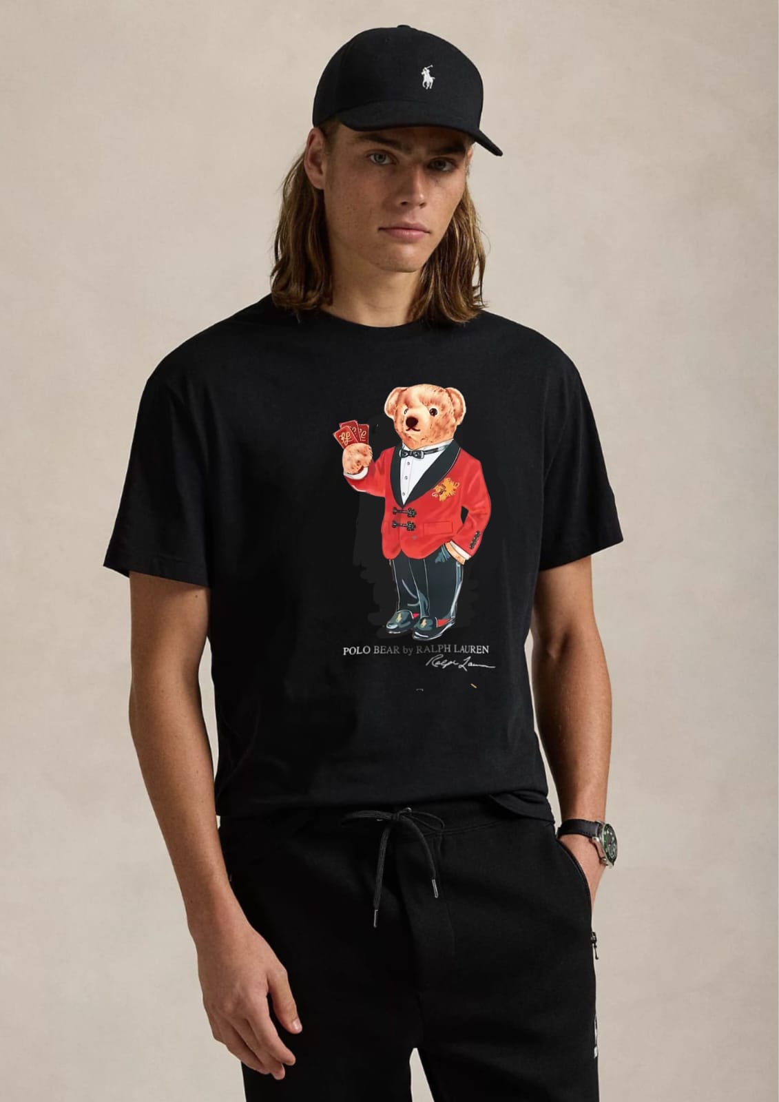 Teddy Tshirt Black (RED coat)