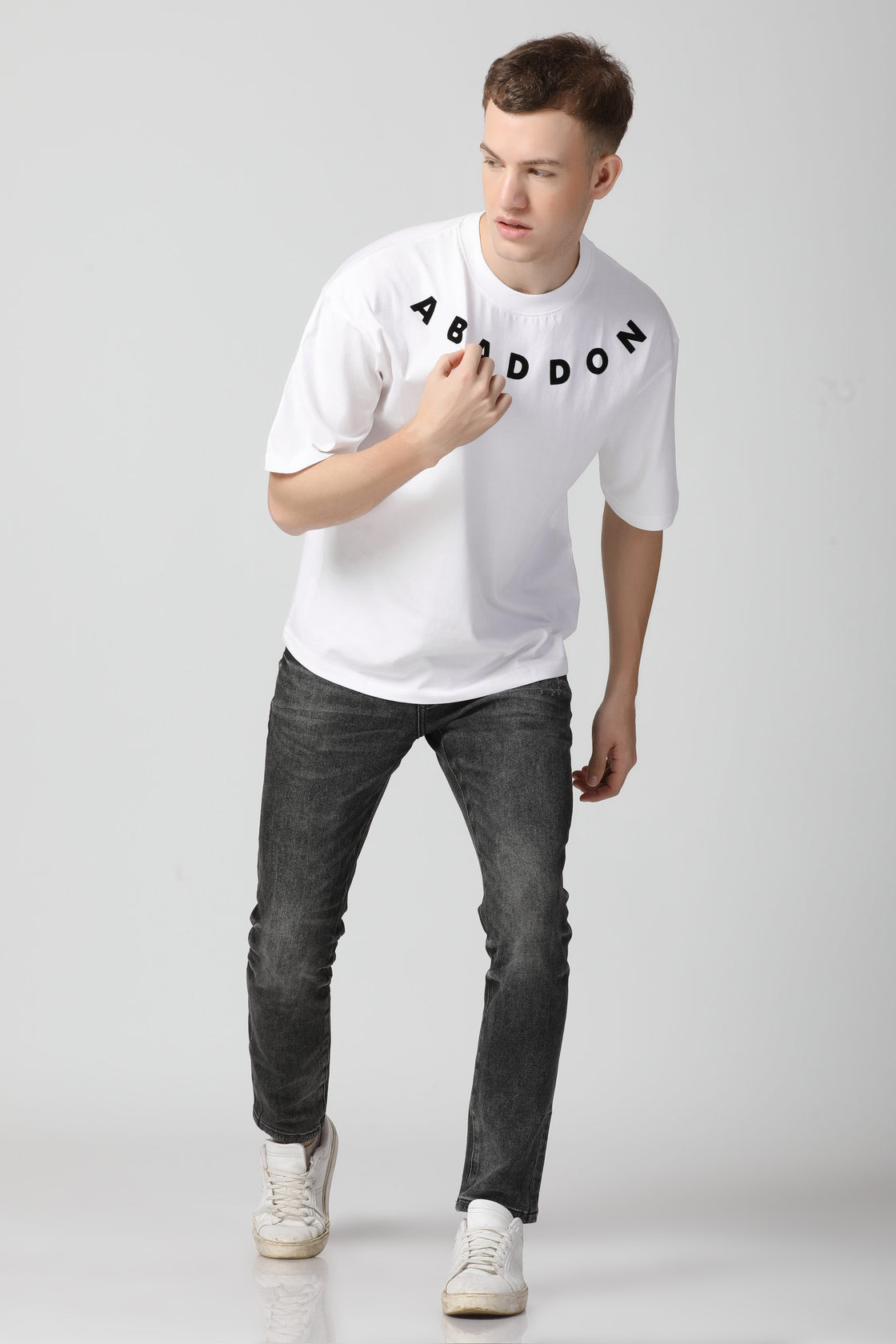 Flocked Drop Shoulder T-Shirt