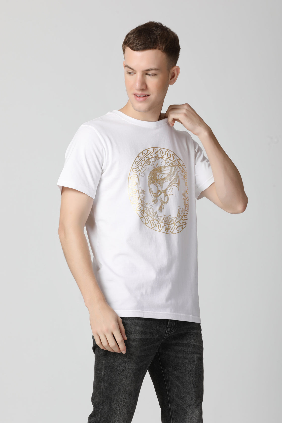 Metallic Gold Foil Signature Coin T-Shirt