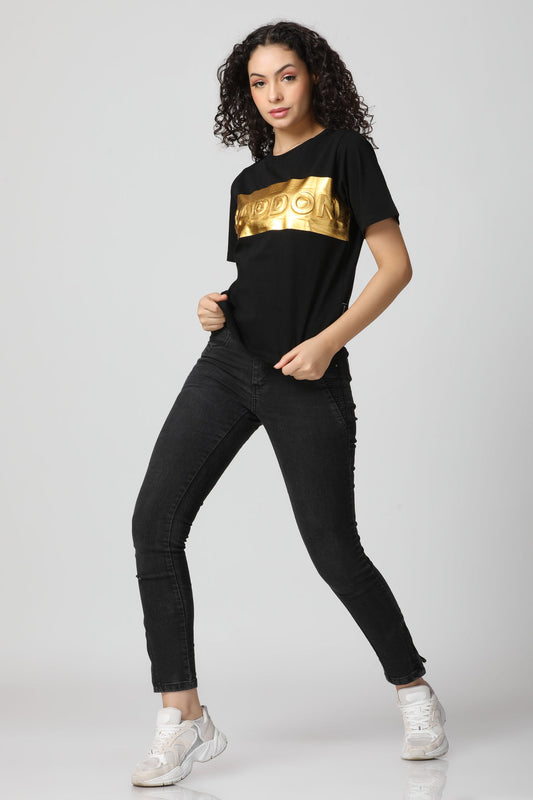 Luxurious 5D Emboss Gold Foil print T-Shirt