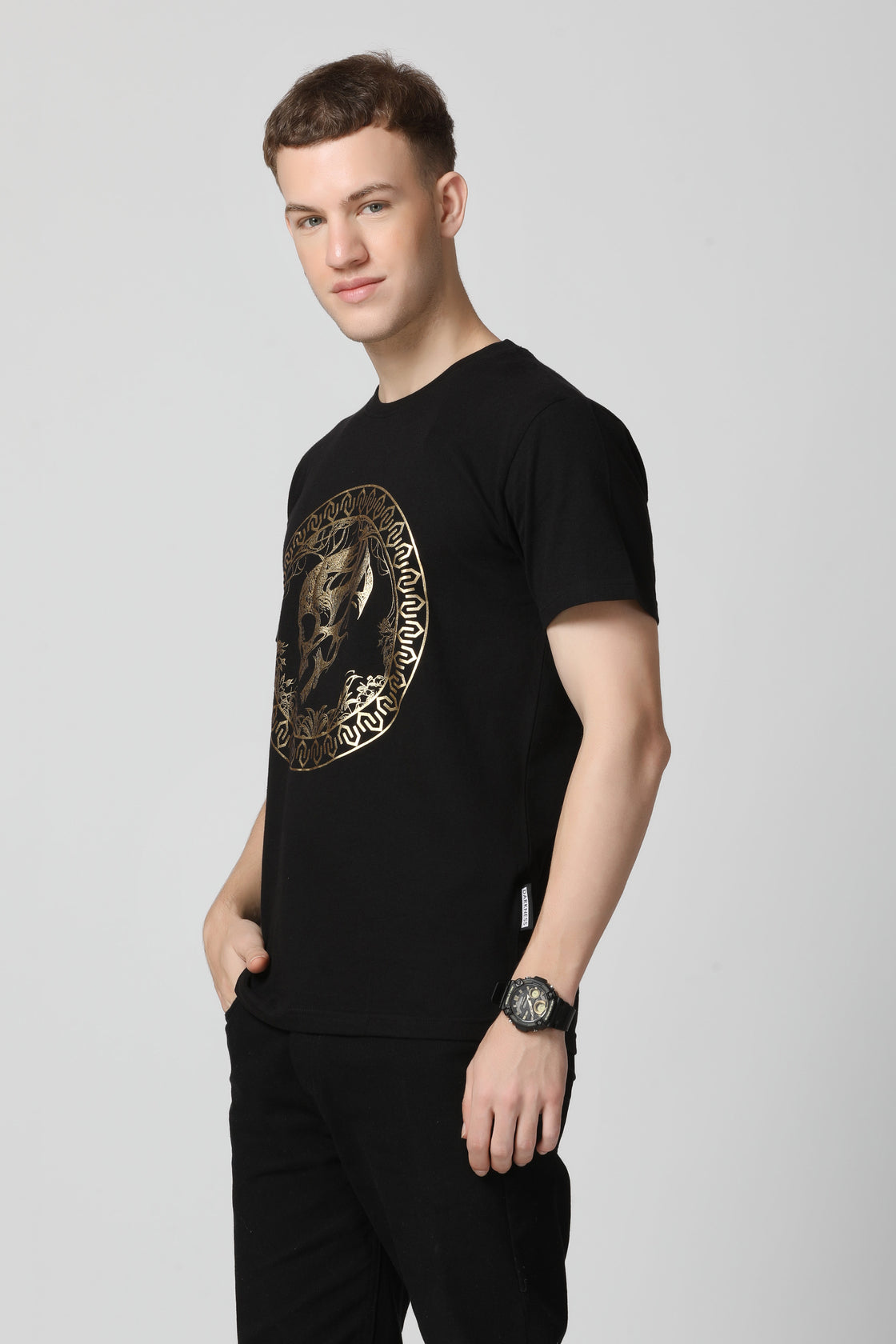 Metallic Gold Foil Signature Coin T-Shirt