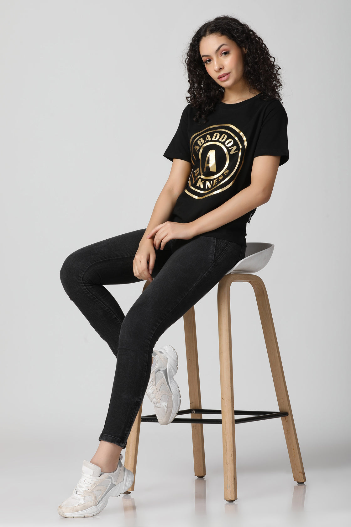 Golden Foil Coin Logo Print T-Shirt