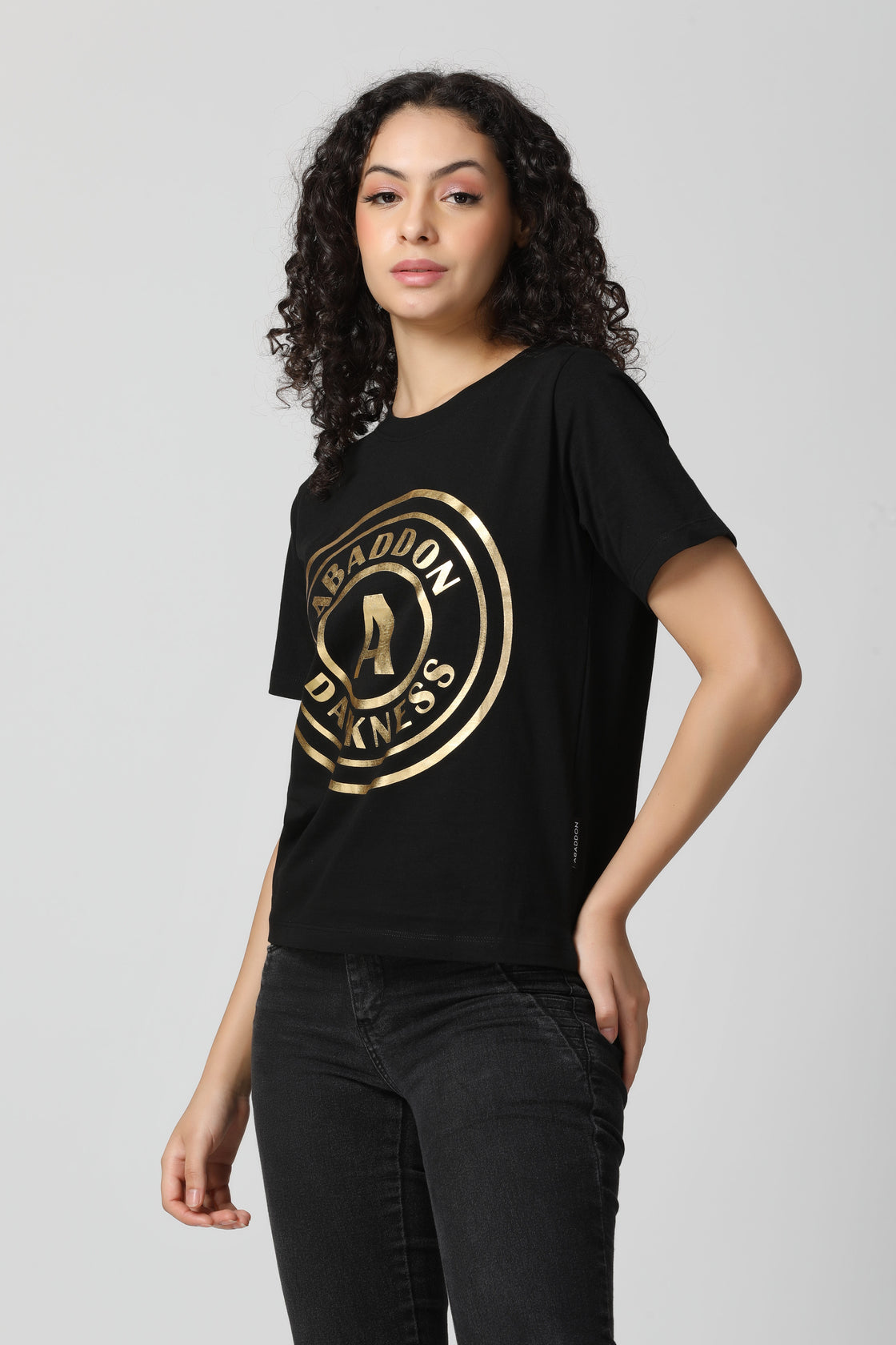 Golden Foil Coin Logo Print T-Shirt
