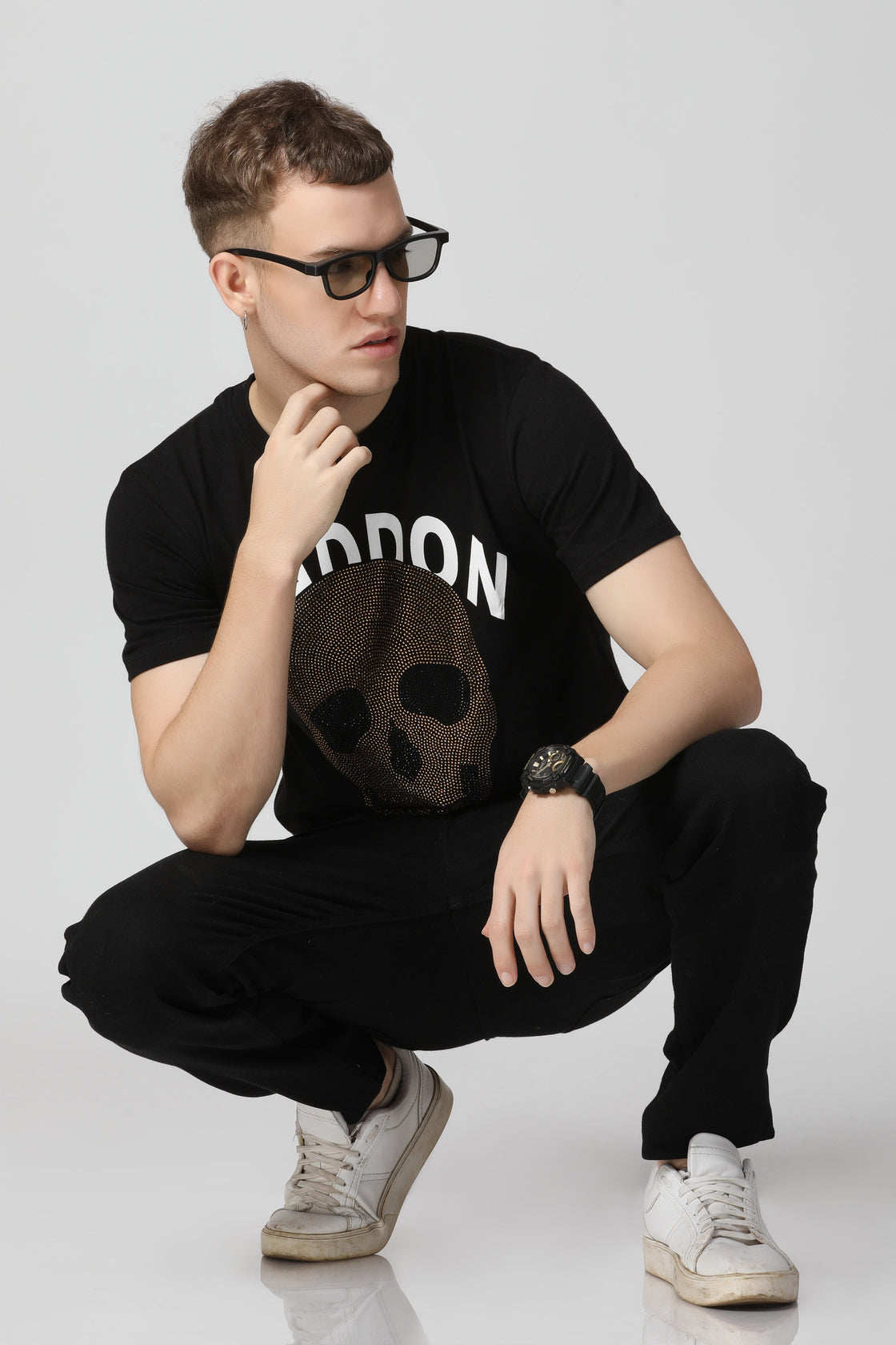 Iconic Golden Skull Crystal Diamond T-Shirt