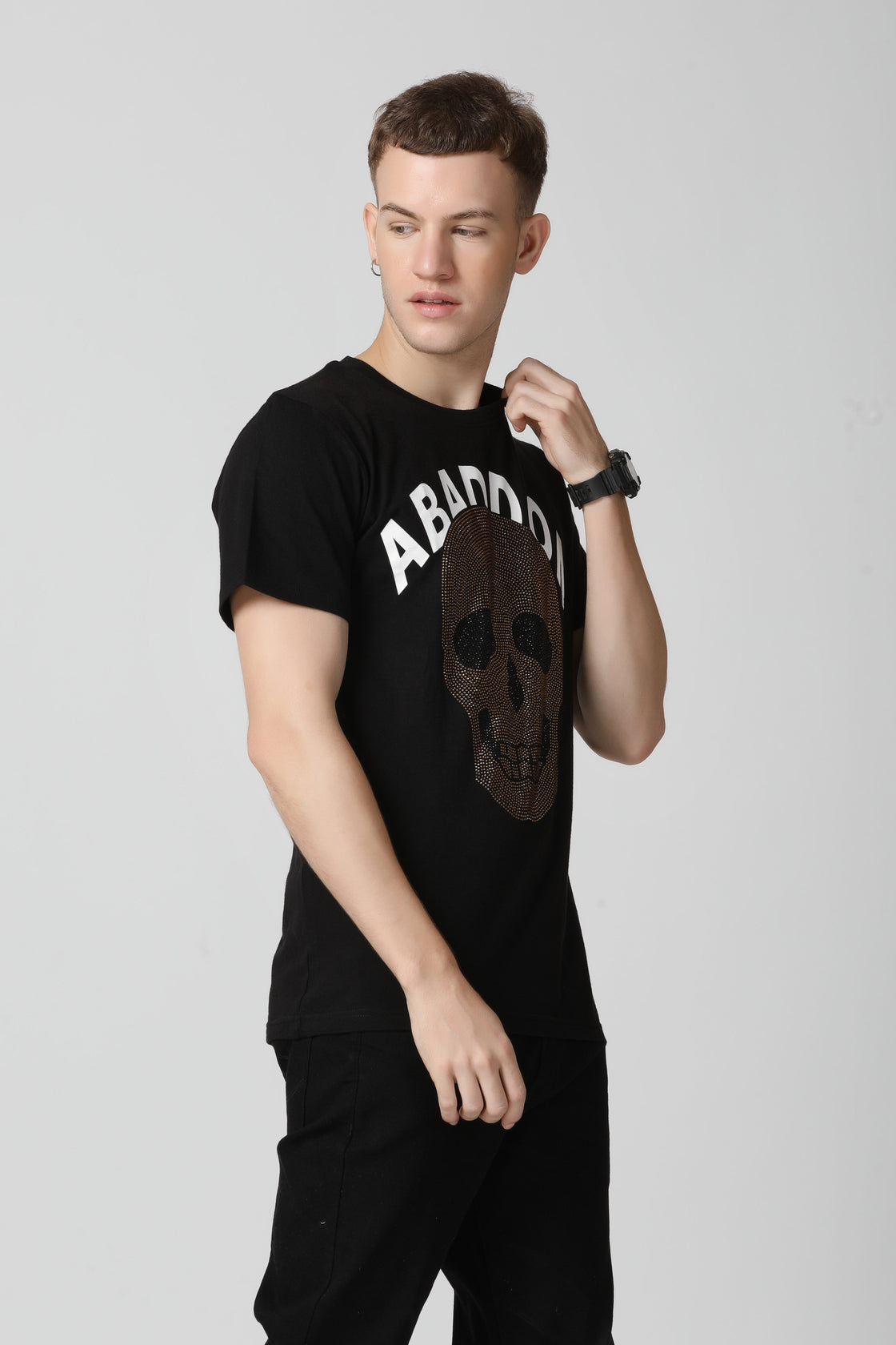 Iconic Golden Skull Crystal Diamond T-Shirt