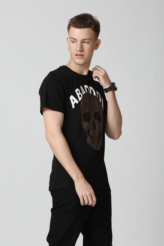 Iconic Golden Skull Crystal Diamond T-Shirt