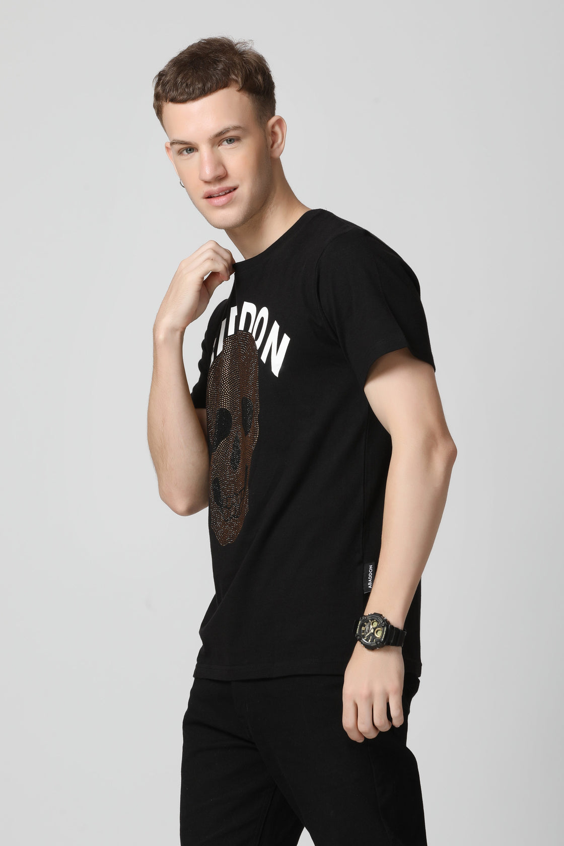 Iconic Golden Skull Crystal Diamond T-Shirt