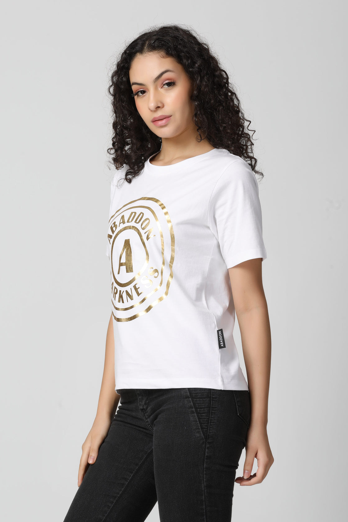 Golden Foil Coin Logo Print T-Shirt