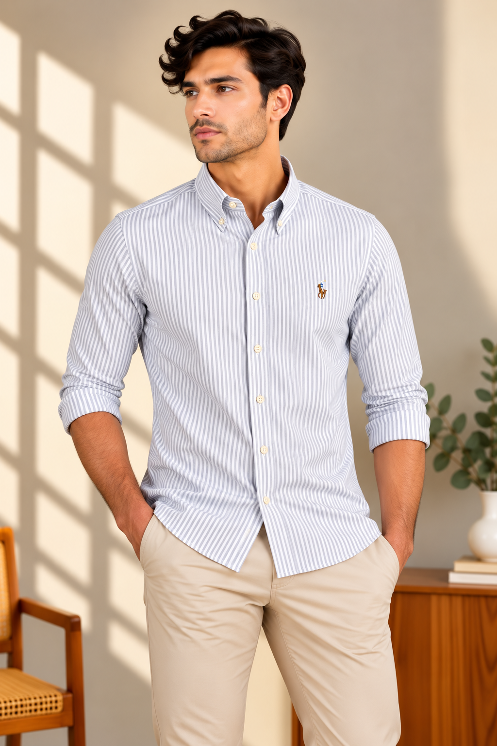 Grey Stripes oxford shirt