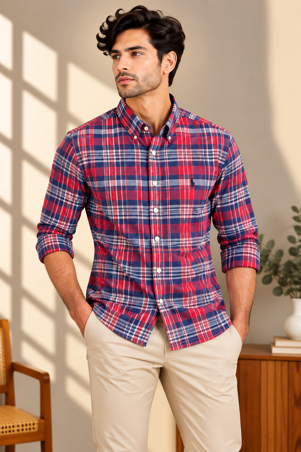 RL Madras cotton Red Blue Checks (super soft)