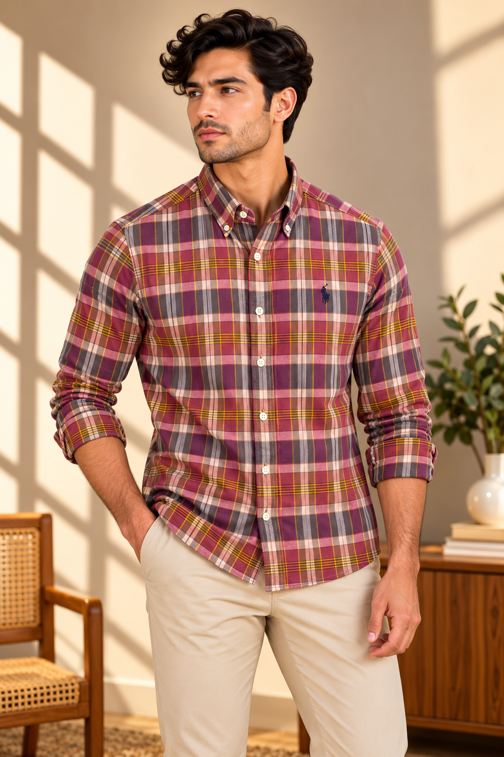 RL Madras cotton purple checks (super soft)