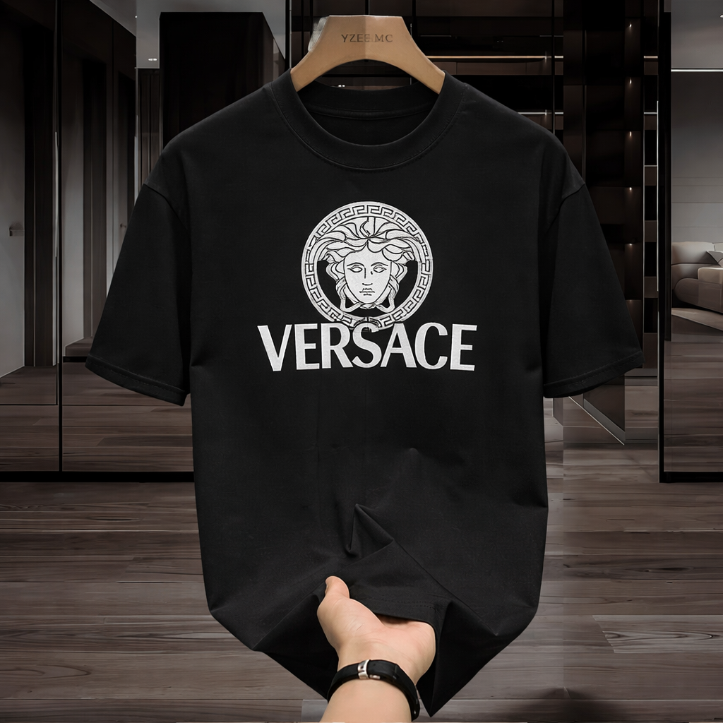Versace Black Tshirt (White Print)