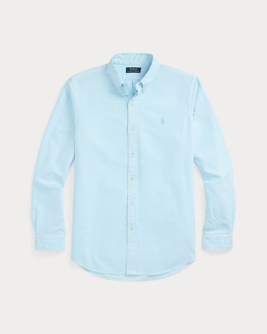 Aqua Blue mineral dyed oxford shirt