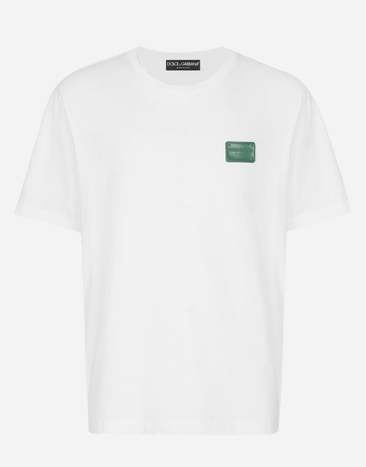 D&G White Tshirt (Green Leather Badge)