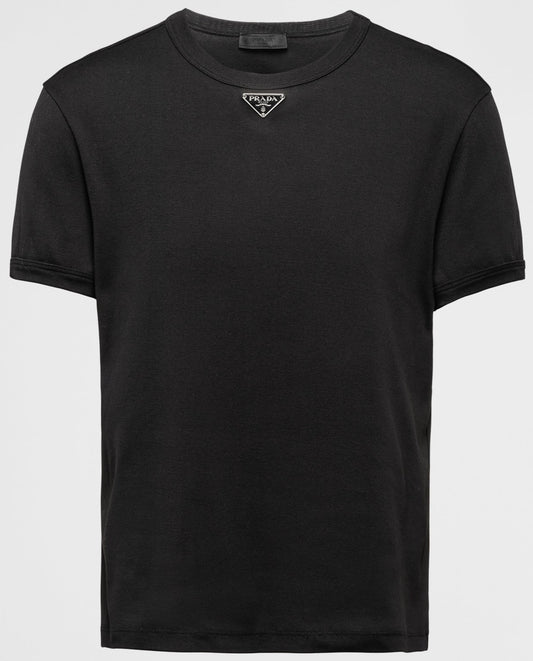 Prada Black Tshirt Metal badge