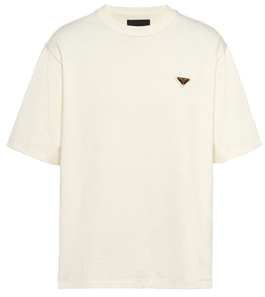 Prada White Tshirt Metal badge