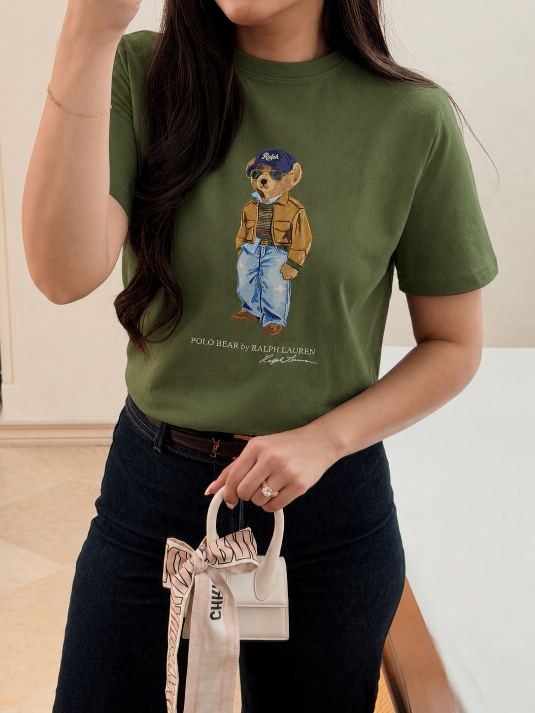 Women TEDDY BEAR T-SHIRT OLIVE 2
