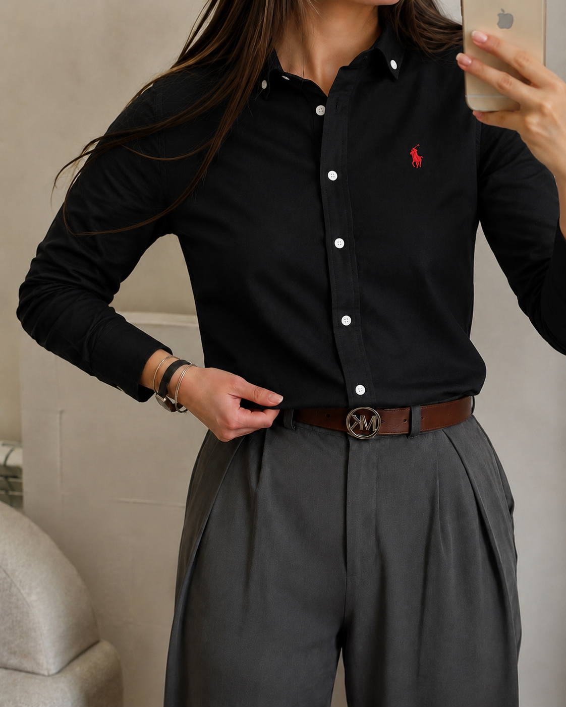 Women Oxford shirt Black
