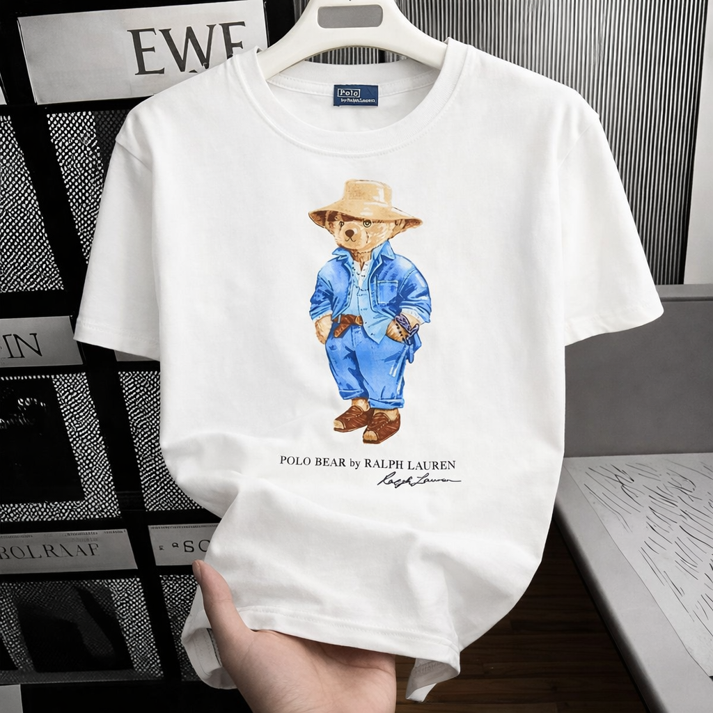 Women Teddy Bear Tshirt White Blue Jacket Cap