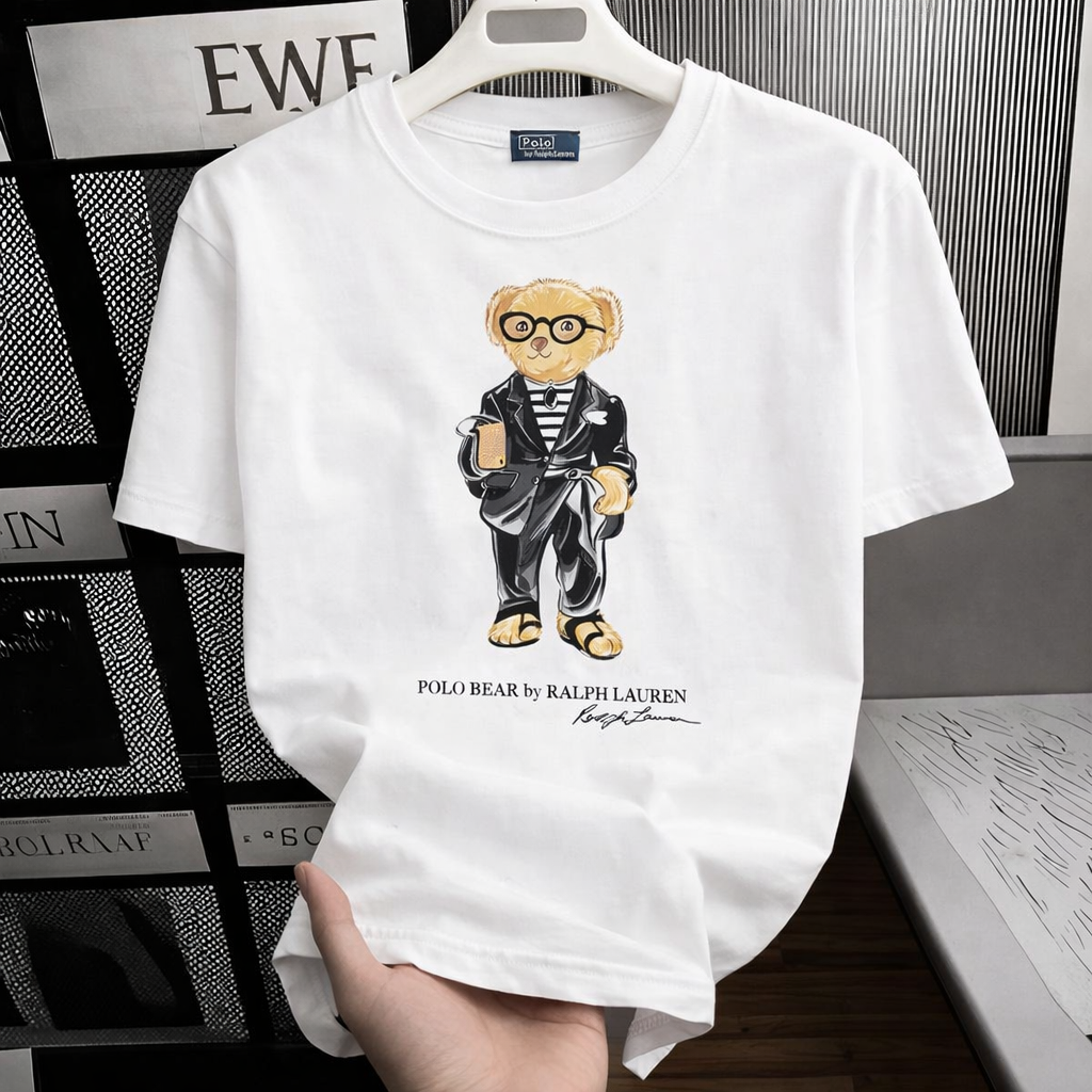 Women Teddy Bear Tshirt White Black Jacket