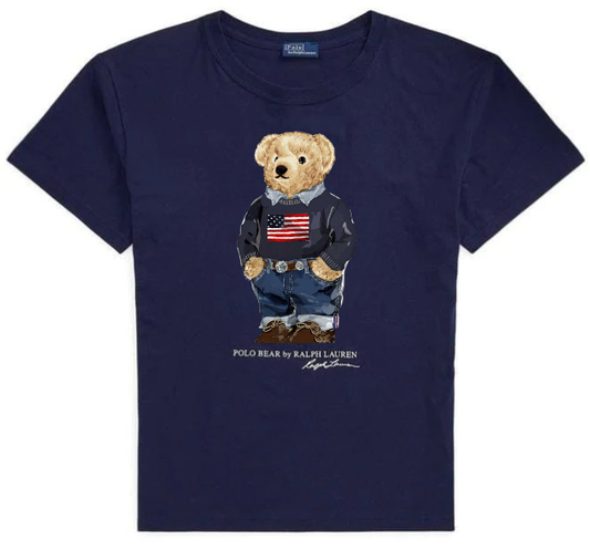 Women TEDDY BEAR T-SHIRT NAVY (Us Flag)