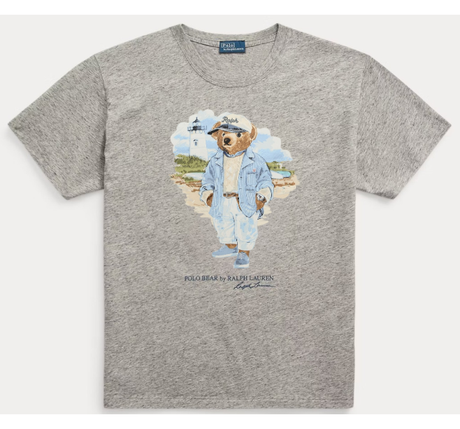 Women TEDDY BEAR T-SHIRT Grey (Blue Jacket)