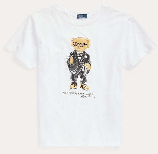 Women TEDDY BEAR T-SHIRT WHITE BLACK JACKET