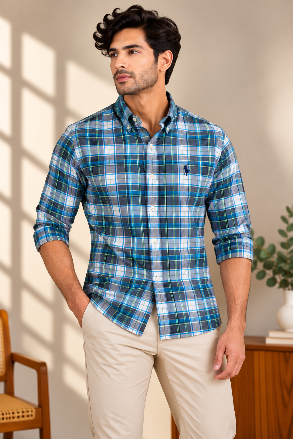 RL Madras cotton Blue checks (super soft)