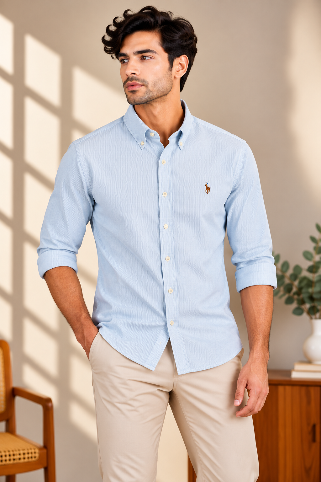 Green Stripes oxford shirt (Pencil)