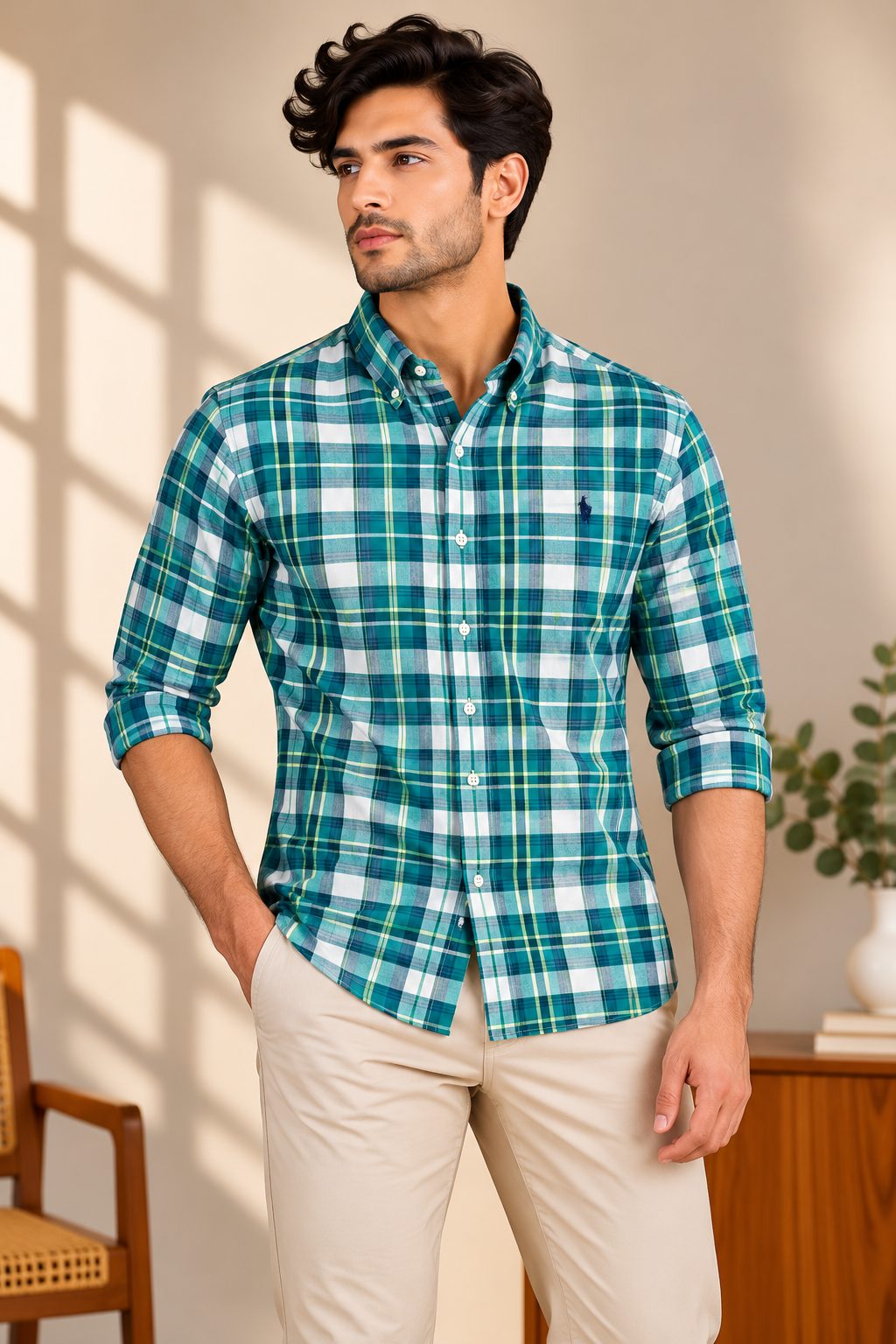 RL Madras cotton green checks (super soft)